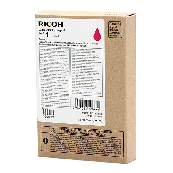 Ricoh original ink (DTG) typ 100, 257065, magenta, 150str., 35ml