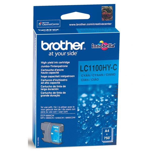 E-shop Brother originál ink LC-1100HYC, cyan, 750str., high capacity, Brother DCP-6690CW, MFC-6490CW, azurová