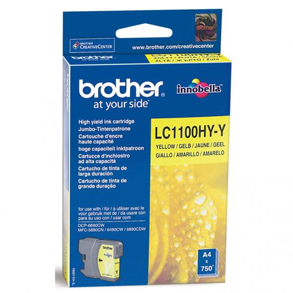 Brother originál ink LC-1100HYY, yellow, 750str., high capacity, Brother DCP-6690CW, MFC-6490CW