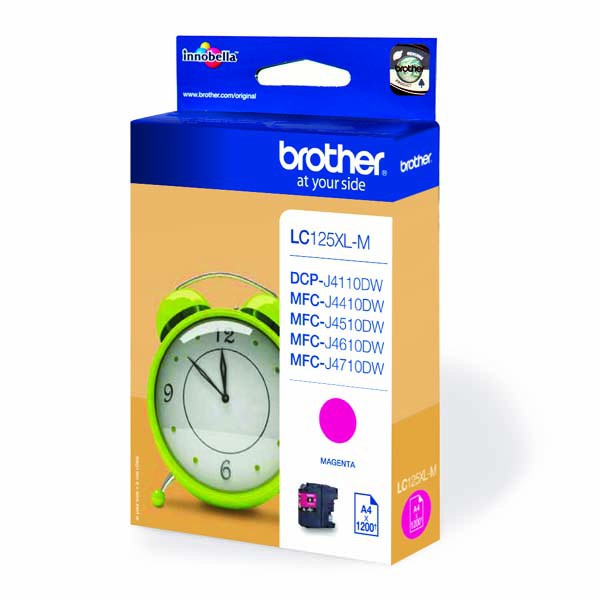 E-shop Brother originál ink LC-125XLM, magenta, 1200str., Brother MFC-J4510 DW, purpurová