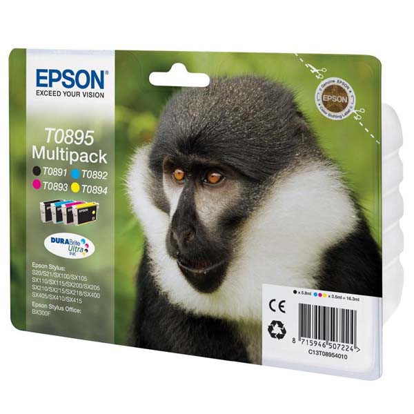 E-shop Epson originál ink C13T08954010, CMYK, 3x3,5/5,8ml, Epson Stylus S20, SX100, SX200, SX400