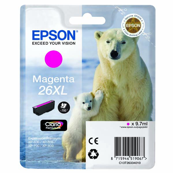 E-shop Epson originál ink C13T26334020, T263340, 26XL, magenta, 9,7ml, purpurová