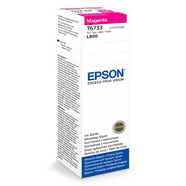 Epson originál ink C13T67334A, magenta, 70ml, Epson L800, purpurová