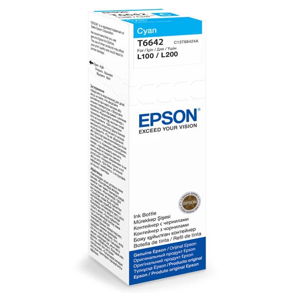 E-shop Epson originál ink C13T66424A, cyan, 70ml, Epson L100, L200, L300, azurová