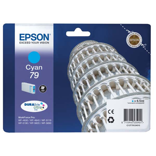 E-shop Epson originál ink C13T79124010, 79, L, cyan, 800str., 7ml, 1ks, Epson WorkForce Pro WF-5620DWF, WF-5110DW, WF-5690DWF, azurová