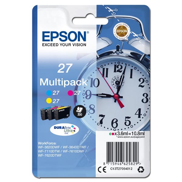 E-shop Epson originál ink 13T27054012, 27, color, 3x3,6ml, Epson WF-3620, 3640, 7110, 7610, 7620, farebná
