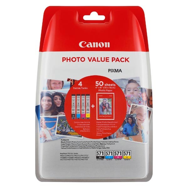 Canon original ink CLI-571 XL CMYK, CMYK, 0332C005, + 50x PP-201, Canon  Pixma MG6850,MG6851,MG6852,MG6853,MG7750, MG5750