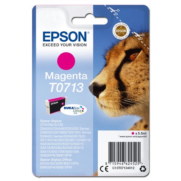 E-shop Epson originál ink C13T07134012, magenta, 5,5ml, Epson D78, DX4000, DX4050, DX5000, DX5050, DX6000, DX605, purpurová
