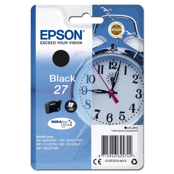 E-shop Epson originál ink C13T27014012, 27, black, 6,2ml, Epson WF-3620, 3640, 7110, 7610, 7620, čierna