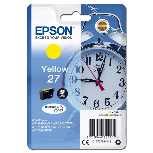E-shop Epson originál ink C13T27044012, 27, yellow, 3,6ml, Epson WF-3620, 3640, 7110, 7610, 7620, žltá
