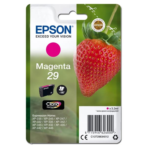 E-shop Epson originál ink C13T29834012, T29, magenta, 3,2ml, Epson Expression Home XP-235,XP-332,XP-335,XP-432,XP-435, purpurová