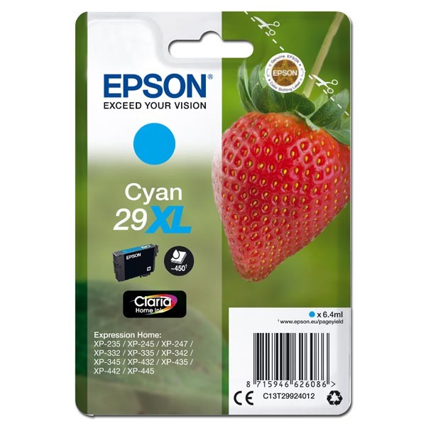 E-shop Epson originál ink C13T29924012, T29XL, cyan, 6,4ml, Epson Expression Home XP-235,XP-332,XP-335,XP-432,XP-435, azurová