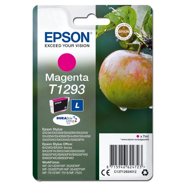 E-shop Epson originál ink C13T12934012, T1293, magenta, 485str., 7ml, Epson Stylus SX420W, 425W, Stylus Office BX305F, 320FW, purpurová