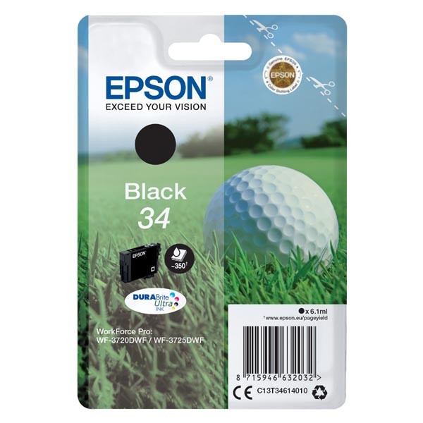 E-shop Epson originál ink C13T34614010, T346140, black, 6.1ml, Epson WF-3720DWF, 3725DWF, čierna