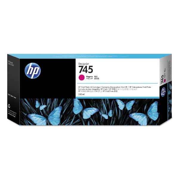 HP originál ink F9K01A, HP 745, magenta, 300ml, HP DesignJet HD Pro MFP, DesignJet Z2600, Z5600, purpurová