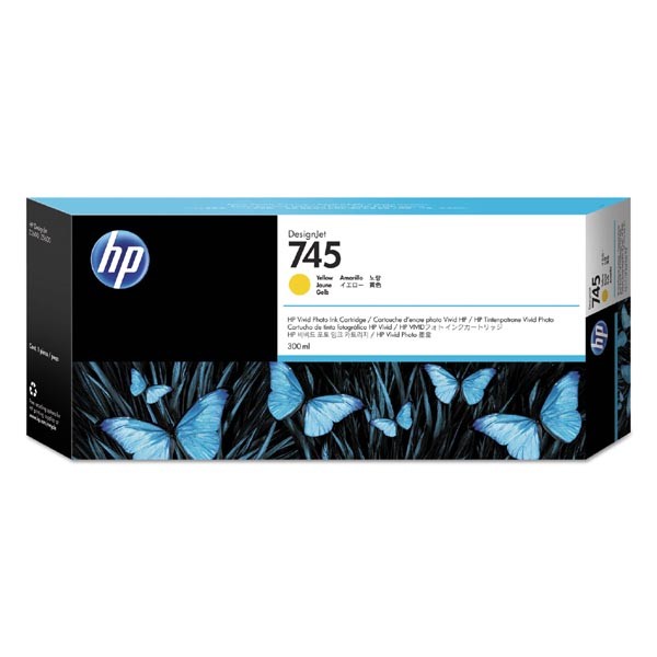 HP originál ink F9K02A, HP 745, yellow, 300ml, HP DesignJet HD Pro MFP, DesignJet Z2600, Z5600, žltá