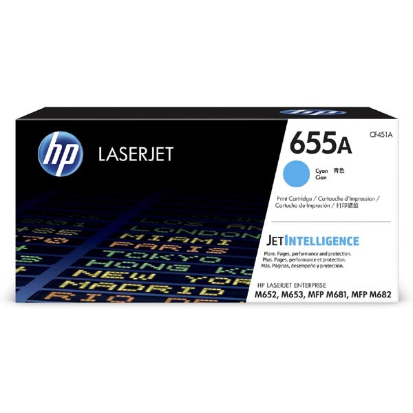 E-shop HP originál toner CF451A, cyan, 10500str., HP 655A, HP Color LaserJet Enterprise M652dn,M652n,M653dh,M653, O, azurová