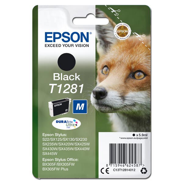 E-shop Epson originál ink C13T12814012, T1281, black, 5,9ml, Epson Stylus S22, SX125, 420W, 425W, Stylus Office BX305, čierna