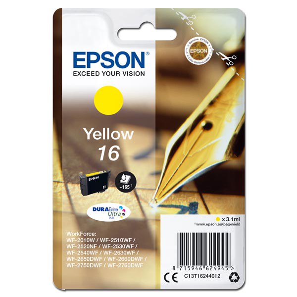 E-shop Epson originál ink C13T16244012, T162440, yellow, 3.1ml, Epson WorkForce WF-2540WF, WF-2530WF, WF-2520NF, WF-2010, žltá