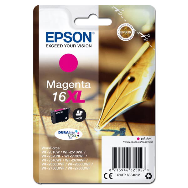 E-shop Epson originál ink C13T16334012, T163340, 16XL, magenta, 6.5ml, Epson WorkForce WF-2540WF, WF-2530WF, WF-2520NF, WF-2010, purpurová