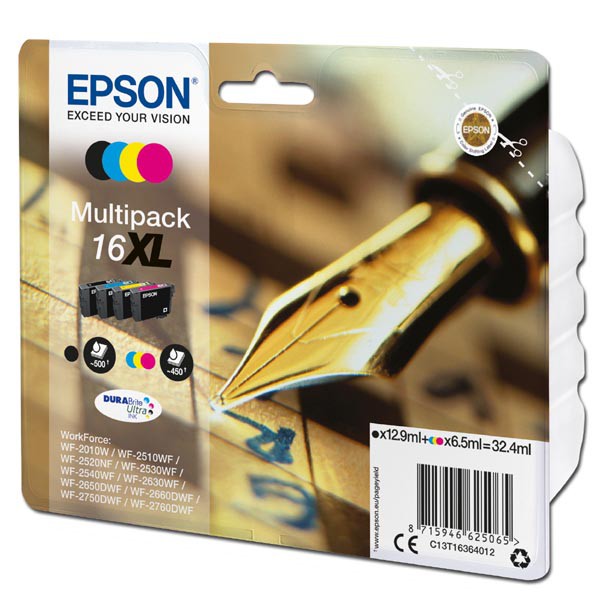 E-shop Epson originál ink C13T16364012, T163640, 16XL, CMYK, 3x6.5/12.9ml, Epson WorkForce WF-2540WF, WF-2530WF, WF-2520NF, WF-2010