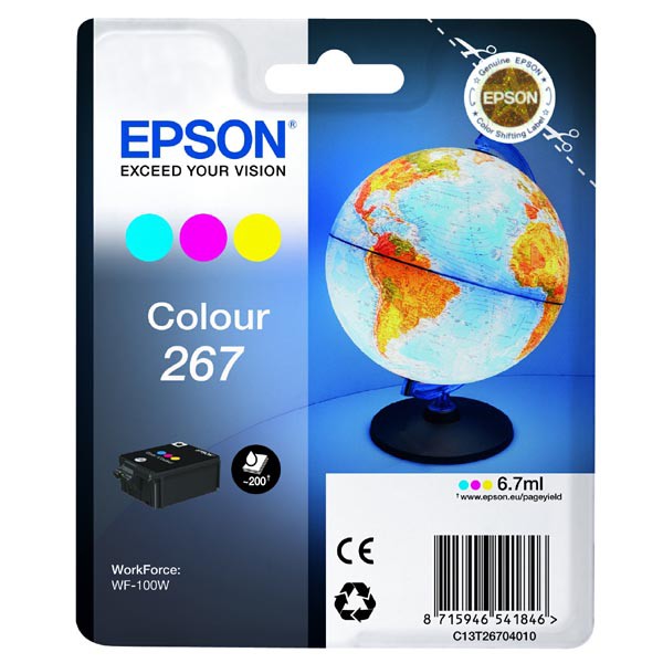 Epson originál ink C13T26704010, 267, color, 6,7ml, Epson WF-100W, farebná