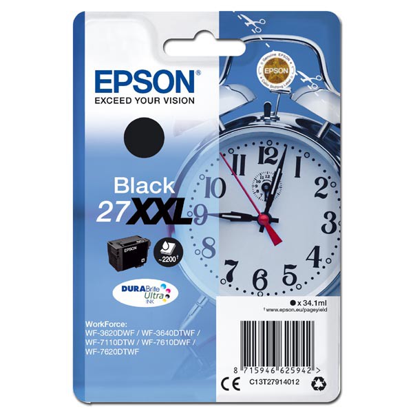 E-shop Epson originál ink C13T27914012, 27XXL, black, 34,1ml, Epson WF-3620, 3640, 7110, 7610, 7620, čierna