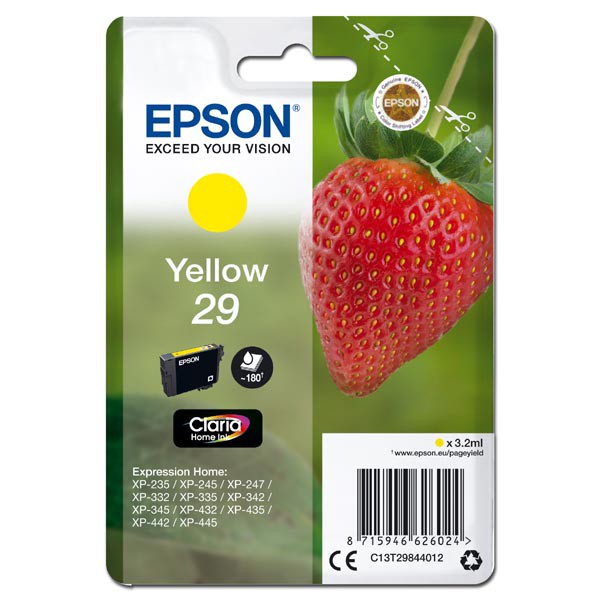 E-shop Epson originál ink C13T29844012, T29, yellow, 3,2ml, Epson Expression Home XP-235,XP-332,XP-335,XP-432,XP-435, žltá