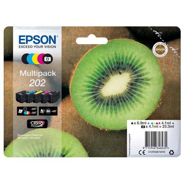 E-shop Epson originál ink C13T02E74010, 202, CMYK, 250 (čb)/300 (bar.)str., 1x6.9ml, 4x4.1ml, Epson XP-6000, XP-6005