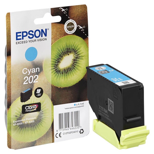 E-shop Epson originál ink C13T02F24010, 202, cyan, 300 (bar.)str., 1x4.1ml, Epson XP-6000, XP-6005, azurová