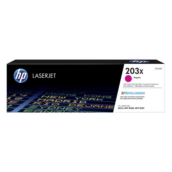 E-shop HP originál toner CF543X, magenta, 2500str., HP 203X, high capacity, HP Color LaserJet Pro M254dw, nw, M280nw, O, purpurová