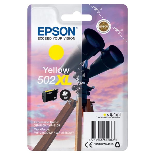 E-shop Epson originál ink C13T02W44010, 502XL, T02W440, yellow, 470str., 6.4ml, Epson XP-5100, XP-5105, WF-2880dwf, WF2865dwf, žltá