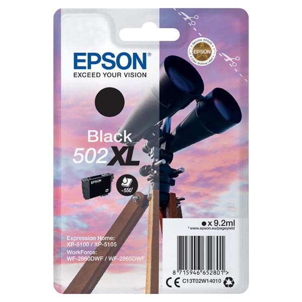 E-shop Epson originál ink C13T02W14010, 502XL, T02W140, black, 9.2ml, Epson XP-5100, XP-5105, WF-2880dwf, WF2865dwf, čierna