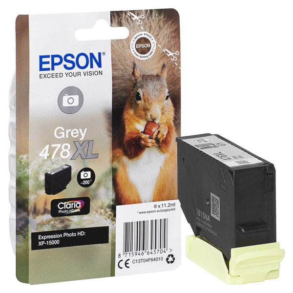 E-shop Epson originál ink C13T04F64010, 478XL, grey, 10.2ml, Epson XP-15000, šedá