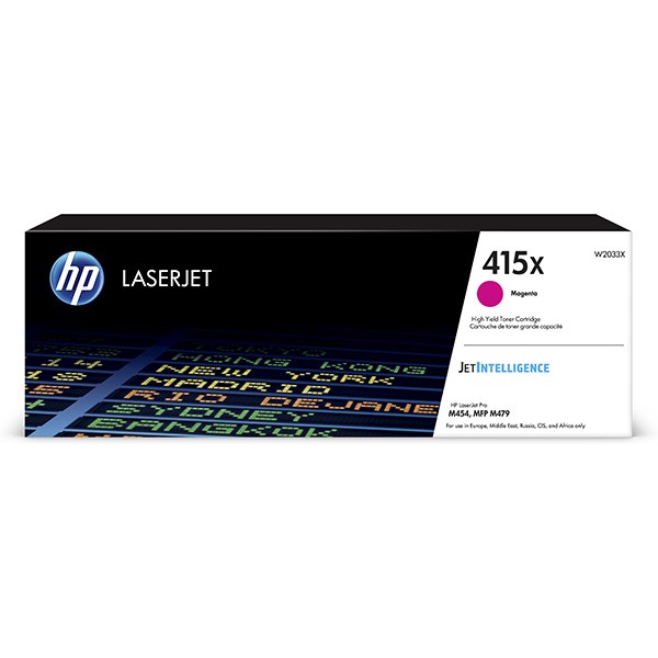 E-shop HP originál toner W2033X, magenta, 6000str., HP 415X, high capacity, HP Color LaserJet Pro M454, MFP M479, O, purpurová