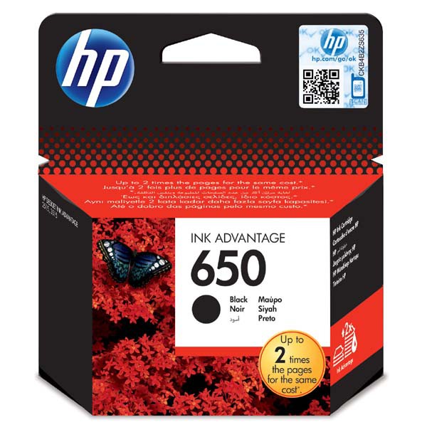 HP originál ink CZ101AE, HP 650, black, blister, 360str., HP Deskjet Ink Advantage 2515 AiO, 3515 e-Ai0, 3545