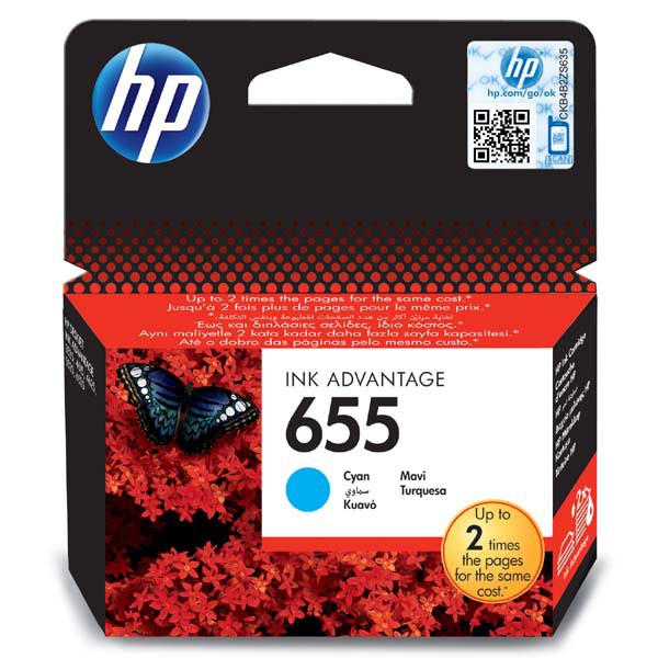 E-shop HP originál ink CZ110AE, HP 655, cyan, 600str., HP Deskjet Ink Advantage 3525, 5525, 6525, 4615 e-AiO, azurová