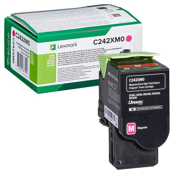 E-shop Lexmark originál toner C242XM0, magenta, 3500str., extra high capacity, return, Lexmark C2425dw,C2535dw,MC2425adw,MC2535adwe,MC264, purpurová