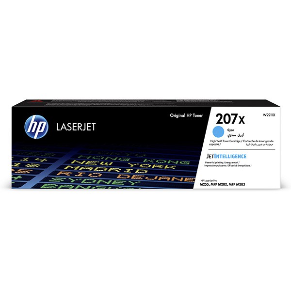 HP originál toner W2211X, cyan, 2450str., HP 207X, HP Color LaserJet Pro M255, MFP M282, M283, O, azurová