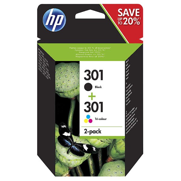 E-shop HP originál ink N9J72AE, black/color, blister, 190/165str., HP 301, HP 2-pack Deskjet 1510, 3055A, Officejet 2622