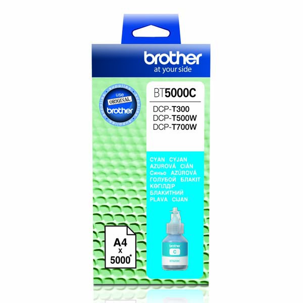 Brother originál ink BT-5000C, cyan, 5000str., Brother DCP T300, DCP T500W, DCP T700W, azurová