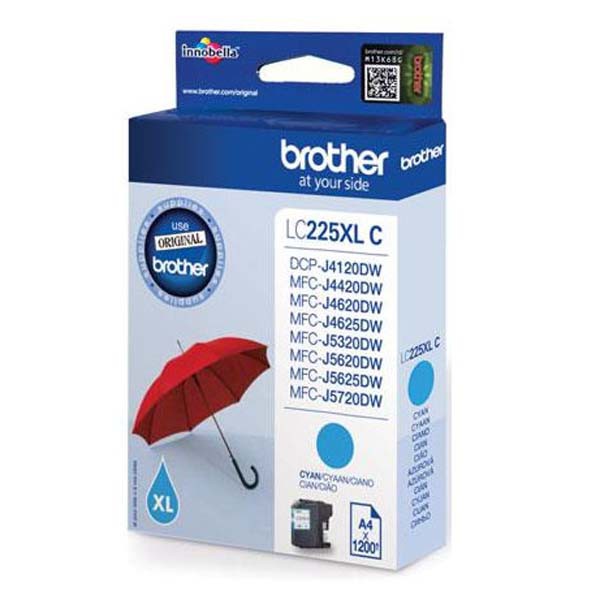 E-shop Brother originál ink LC-225XLC, cyan, 1200str., Brother MFC-J4420DW, MFC-J4620DW, azurová