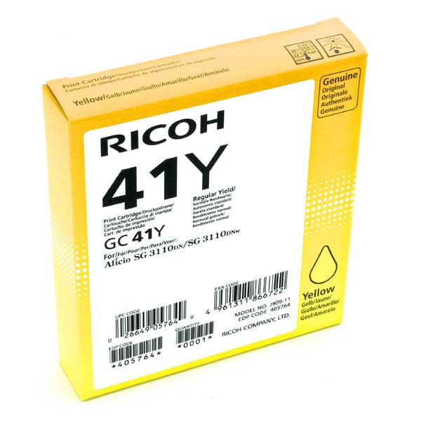 E-shop Ricoh originál gélová náplň 405764, yellow, 2200str., GC41HY, Ricoh AFICIO SG 3100, SG 3110DN, 3110DNW, žltá