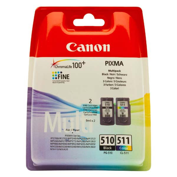 E-shop Canon originál ink PG-510/CL-511, black/color, blister, 220, 245str., 9ml, 2970B010, Canon 2-pack MP240, 260, 270, 480