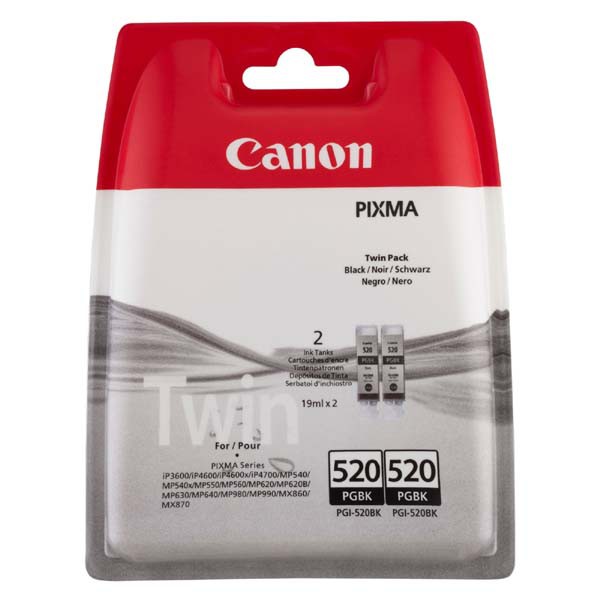 E-shop Canon originál ink PGI520BK, black, blister, 2x420str., 2x19ml, 2932B012, 2932B009, 2ks, Canon 2-pack Pixma iP3600, iP4600, čierna
