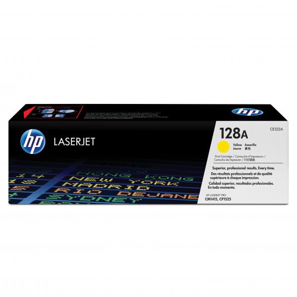 HP originál toner CE322A, yellow, 1300str., HP 128A, HP LaserJet Pro CP1525n, 1525nw, CM1415fn, 1415fnw, O, žltá