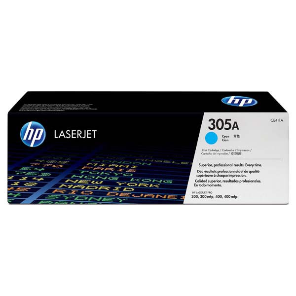 E-shop HP originál toner CE411A, cyan, 2600str., HP 305A, HP Color LaserJet Pro M375NW, Pro M475DN, M451dn, O, azurová