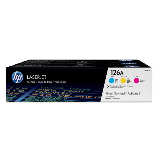 E-shop HP originál toner CF341A, CMY, 1000str., HP 126A, HP LaserJet+, N, 900g, 3ks, O, farebná