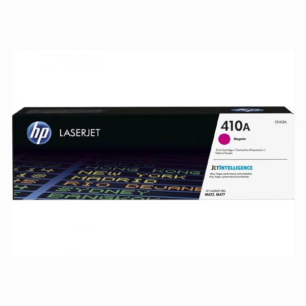 E-shop HP originál toner CF413A, magenta, 2300str., HP 410A, HP LJ Pro M452, LJ Pro MFP M477, 600g, O, purpurová