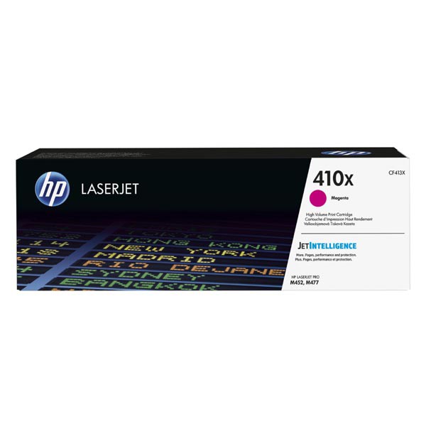 E-shop HP originál toner CF413X, magenta, 5000str., HP 410X, high capacity, HP LJ Pro M452, LJ Pro MFP M477, 650g, O, purpurová